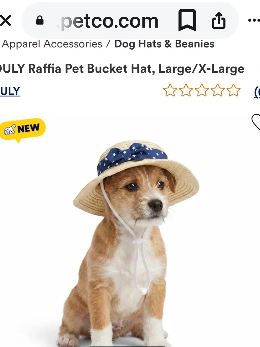 Dog Straw Sun Hat with Navy Star Band/Dog Apparel